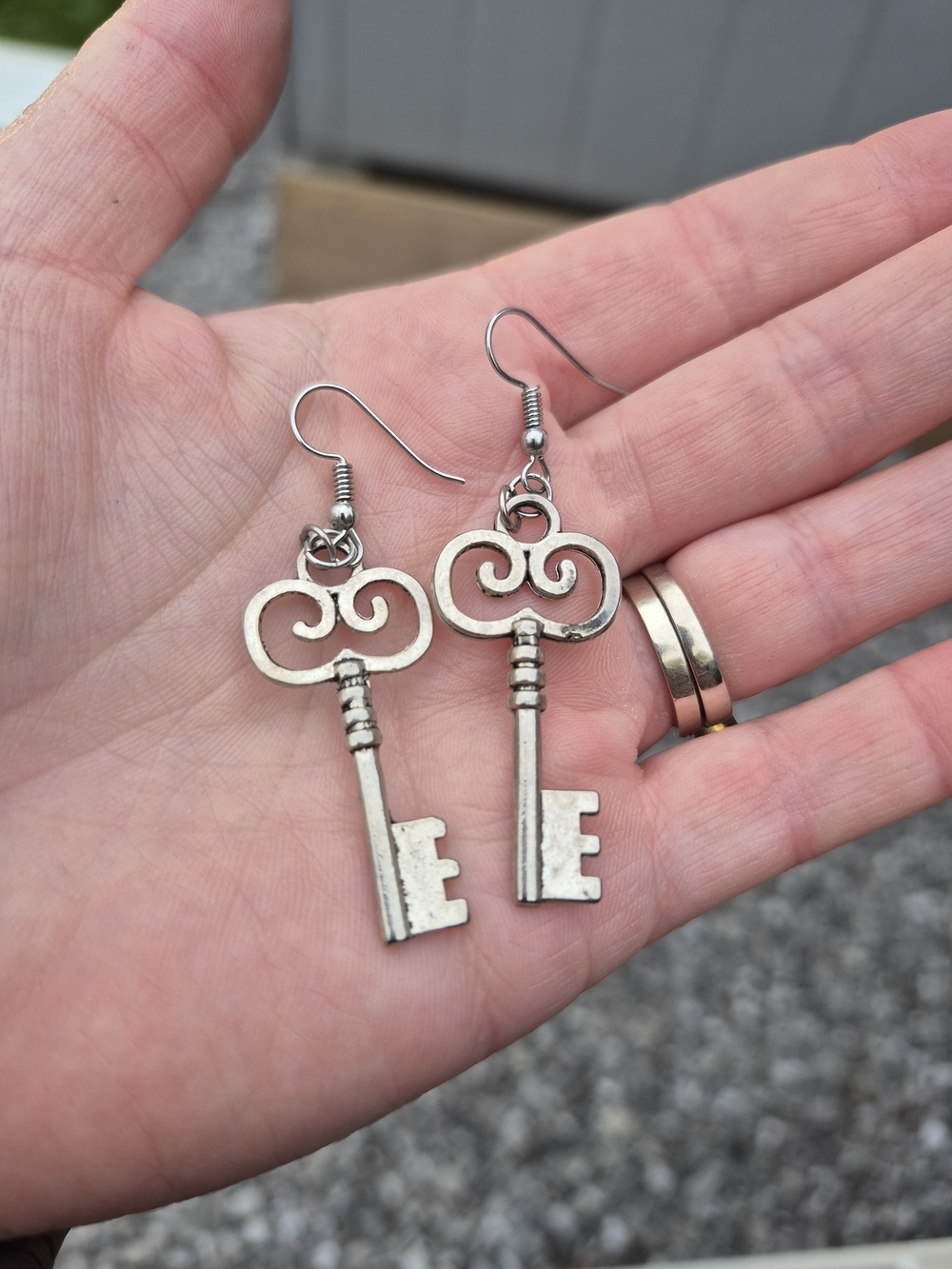 3 For $15!! Vintage Key Dangle Earrings - Silver Tone
